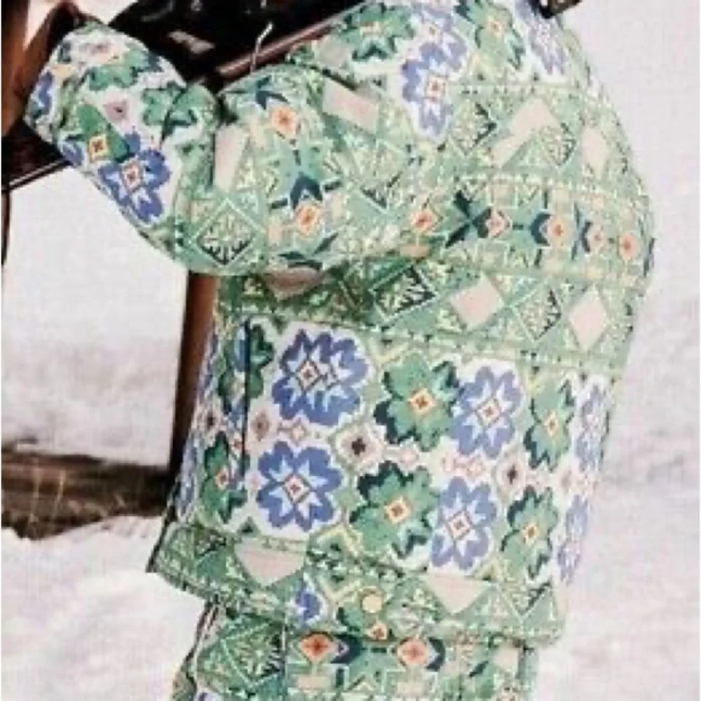 Free People Movement Bunny Slope Printed Puffer Jacket Green - Picture 3 of 4